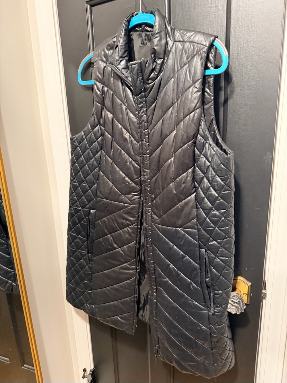 Talbots Black Quilted Sleeveless Long Puffer Vest